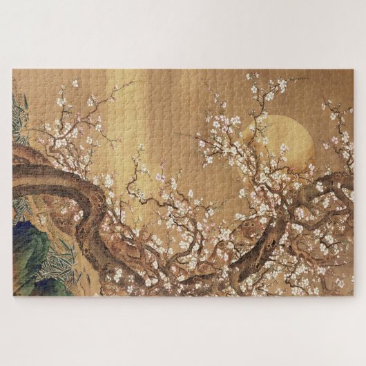 Japans  pruim bloeit in maanlicht legpuzzel (Horizontaal)