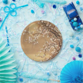 Japans  pruim bloeit in maanlicht papieren bordje (Feest)