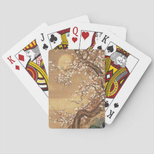 Japans pruim bloeit in maanlicht pokerkaarten