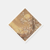 Japans  pruim bloeit in maanlicht servet (Hoek)