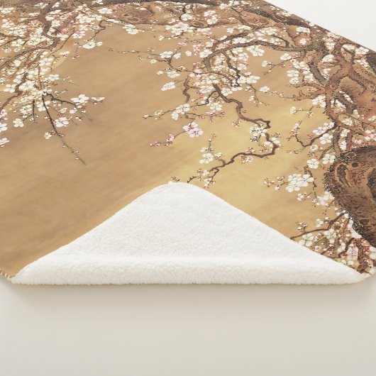 Japans  pruim bloeit in maanlicht sherpa deken (3/4)