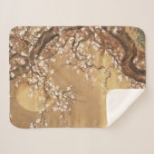 Japans  pruim bloeit in maanlicht sherpa deken (Voorkant (horizontaal))