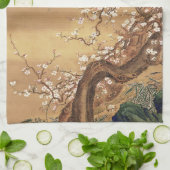 Japans  pruim bloeit in maanlicht theedoek (Gevouwen)