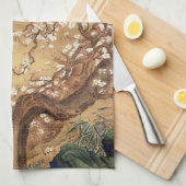 Japans  pruim bloeit in maanlicht theedoek (Quarter Fold)