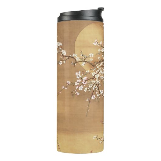 Japans  pruim bloeit in maanlicht thermosbeker (Gedraaid links)