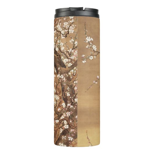 Japans  pruim bloeit in maanlicht thermosbeker (Achterkant)
