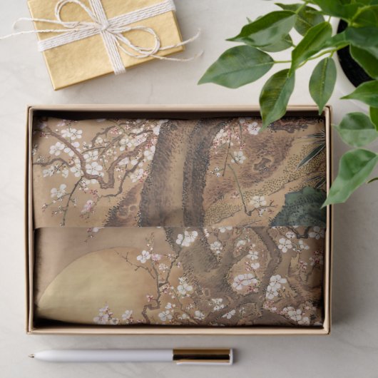 Japans  pruim bloeit in maanlicht tissuepapier (Geschenk)