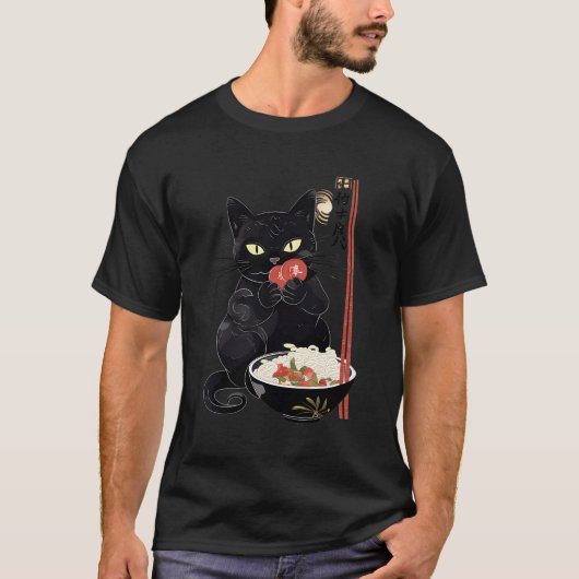  Japans Ramen Cat Kawaii Anime Stijl Goed T-shirt (Voorkant)
