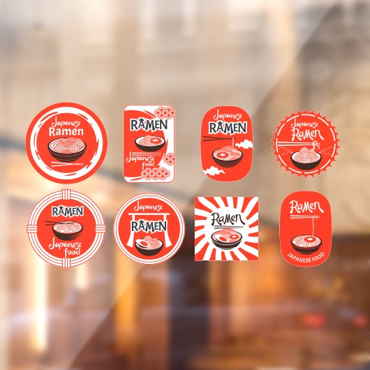 Japans Ramen Noodles dienden hier Restaurant 3 Raamsticker (Vel 2)