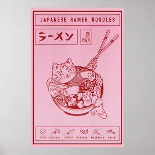 Japans Ramen Noodles Kat Poster