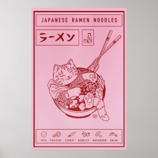 Japans Ramen Noodles Kat Poster (Voorkant)