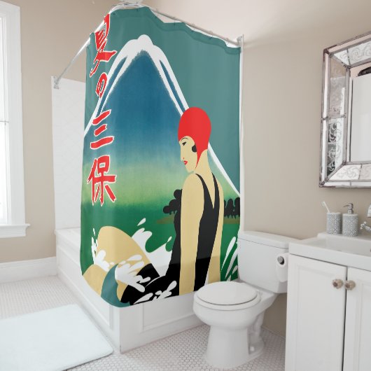 Japans Reizen Toerisme Poster jaren 1930 Art Deco  Douchegordijn (In situ)