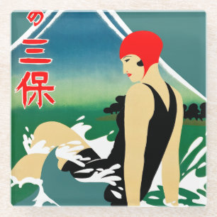 Japans Reizen Toerisme Poster jaren 1930 Art Deco  Glazen Onderzetter