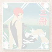 Japans Reizen Toerisme Poster jaren 1930 Art Deco  Glazen Onderzetter (Achterkant)