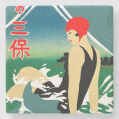 Japans Reizen Toerisme Poster jaren 1930 Art Deco Stenen Onderzetter (Voorkant)
