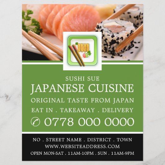 Japans Restaurant, Sushi Reclame Flyer (Voorkant)