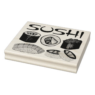 Japans restaurant Sushi Roll Nigiri Tuna Foodie Rubberstempel