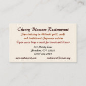 Japans restaurant visitekaartje (Achterkant)