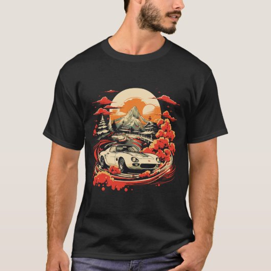 Japans Retro Car Racing - Retro Japans thema T-shirt (Voorkant)