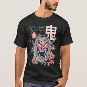 Japans Retro Red Oni Demon Kaiju T-shirt