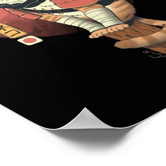  Japans Retro Sushi Samurai Neko Cat T-Sh Poster (Hoek)