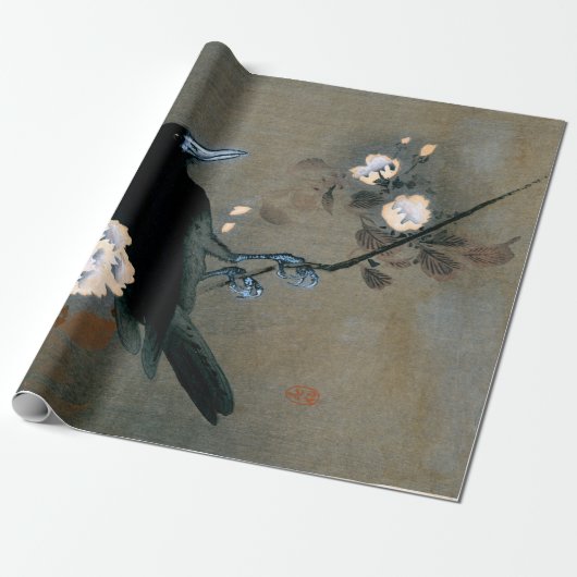 Japans-rij en Blossom Woodblock Druk Cadeaupapier (Uitgerold)