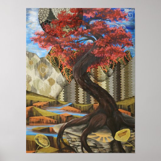 Japans Rode Esdoorn Surrealistisch Landschap Art P Poster (Voorkant)