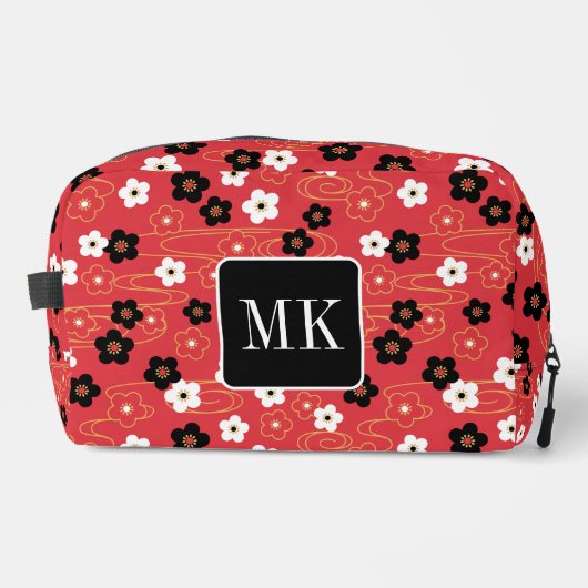 Japans Rood Sakura Blossom Monogram Initialen Toilettasje (Voorkant)