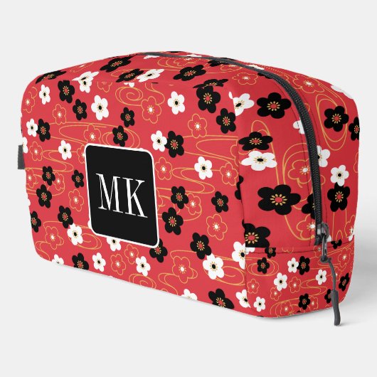 Japans Rood Sakura Blossom Monogram Initialen Toilettasje (Rechterhoek)