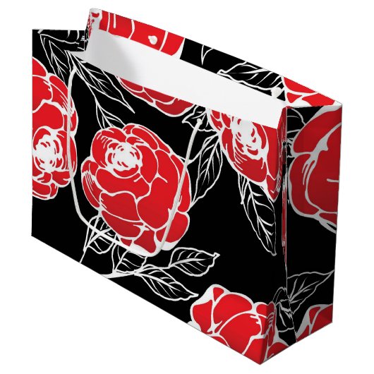 Japans Roos bloemontwerp Groot Cadeauzakje (Voorkant Gekanteld)