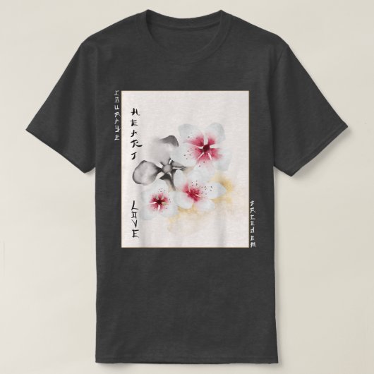 Japans Roos Cherry Blossom Woodblock T-shirt (Design voorkant)