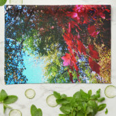 Japans roze blad in de herfst theedoek (Gevouwen)