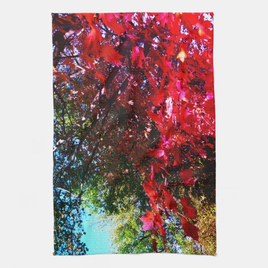 Japans roze blad in de herfst theedoek (Verticaal)