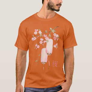 Japans roze Cherry Blossom Lantern Sakura Kanji T-shirt
