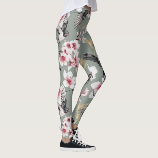 Japans roze Cherry Blossom Pattern Leggings (Rechts)