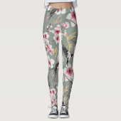 Japans roze Cherry Blossom Pattern Leggings (Voorkant)
