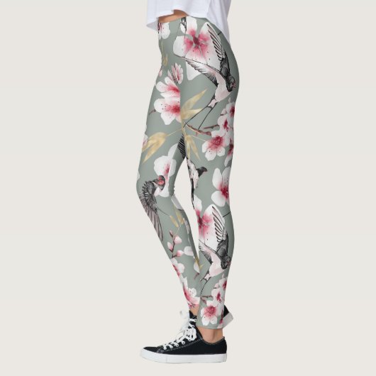 Japans roze Cherry Blossom Pattern Leggings (Links)
