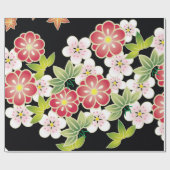 Japans roze en geel floral Kimono Pattern Cadeaupapier (Vlak)