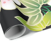 Japans roze en geel floral Kimono Pattern Cadeaupapier (Rol Hoek)