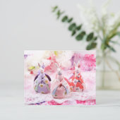 japans roze kimono konijnenooster na kruising briefkaart (Staand voorkant)