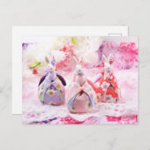 japans roze kimono konijnenooster na kruising briefkaart (Voorkant / Achterkant)