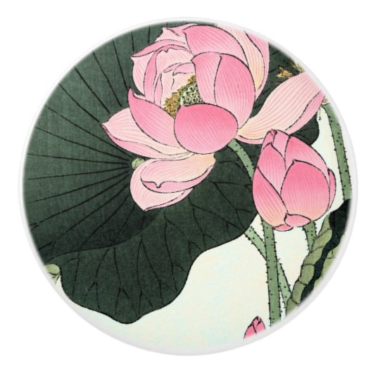  Japans Roze Lotus Bloem Keramische knop (Voorkant)