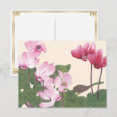  Japans roze Lotus Floral Woodblock Briefkaart (Voorkant / Achterkant)