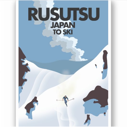Japans Rusutsu skiprint Sticker (Voorkant)