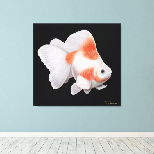 Japans Ryukin Fantail Goudvis Verpakt Canvas (Insitu (Houten vloer))
