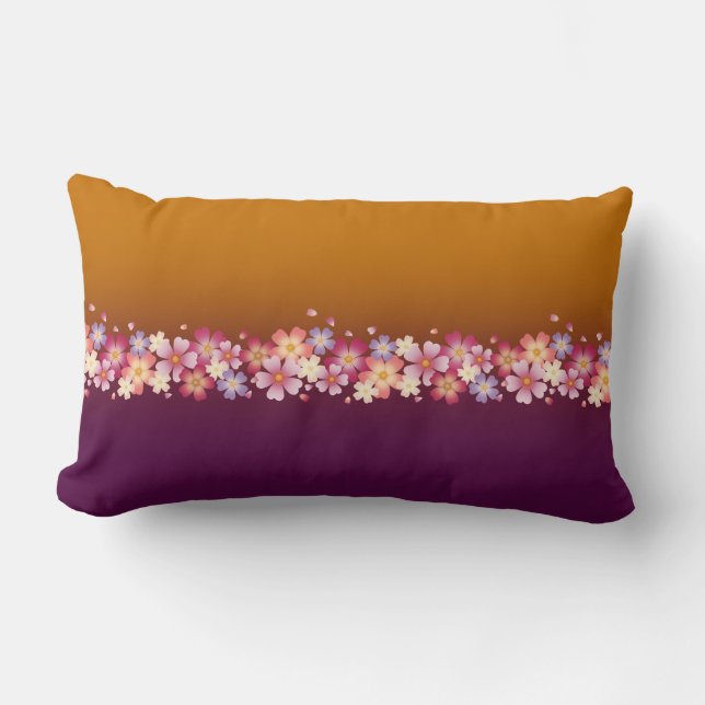 Japans Sakura Blossom Gold & PLum Kussen (Voorkant)