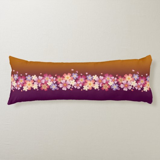 Japans Sakura Blossom Gold & PLum Lichaamskussen (Voorkant)