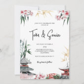 Japans Sakura Cherry Blossom Aziatische bruiloft Kaart (Voorkant)