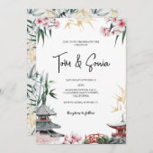 Japans Sakura Cherry Blossom Aziatische bruiloft Kaart (Voorkant / Achterkant)