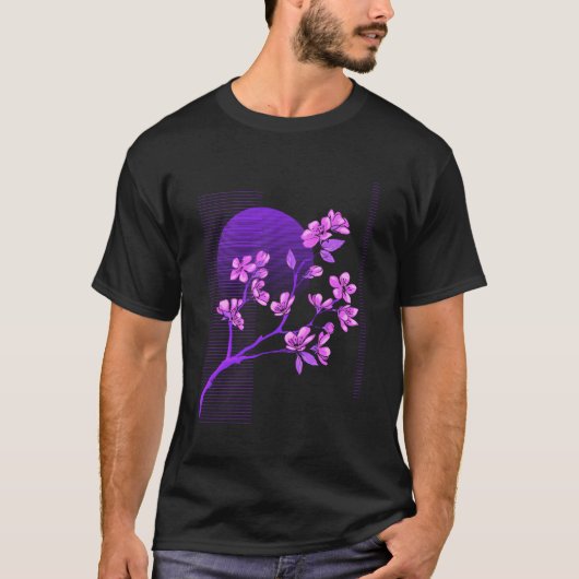 Japans Sakura Cherry Blossom Vaporwave Synthwav T-shirt (Voorkant)